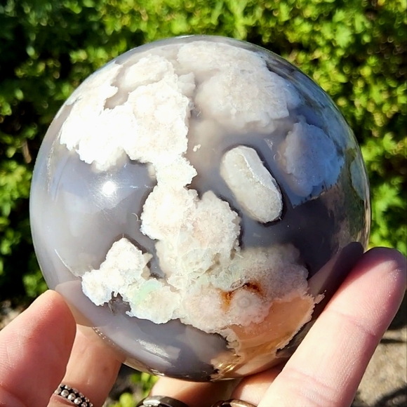 Large & Heavily Blooming Moody Flower Agate Sphere - Picture 3 of 16